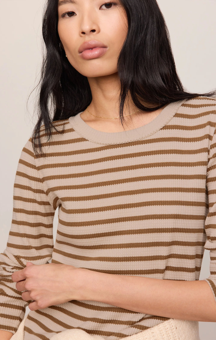 Z-Supply Women's Arlet Stripe Thermal Top - Saddle Suede - Sun Diego Boardshop