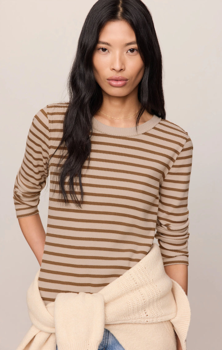 Z-Supply Women's Arlet Stripe Thermal Top - Saddle Suede - Sun Diego Boardshop