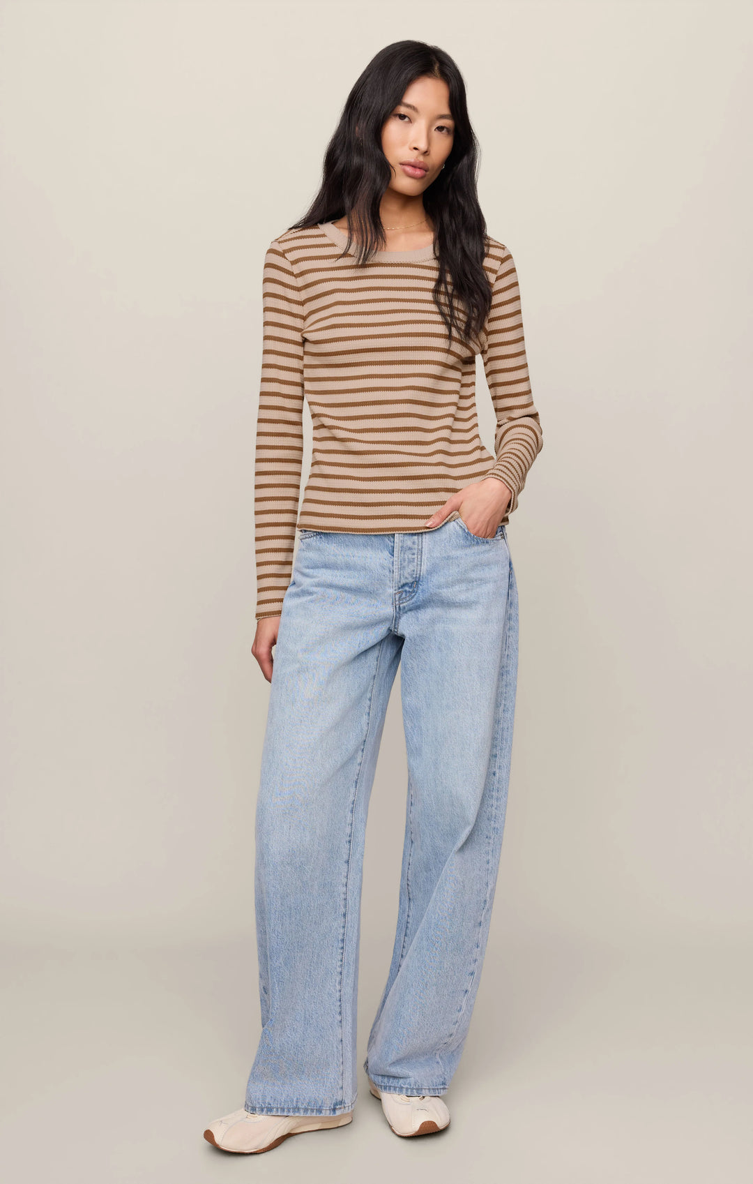 Z-Supply Women's Arlet Stripe Thermal Top - Saddle Suede - Sun Diego Boardshop