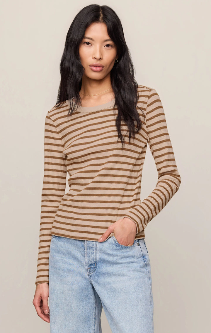 Z-Supply Women's Arlet Stripe Thermal Top - Saddle Suede - Sun Diego Boardshop