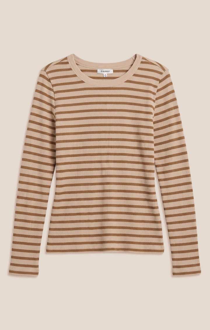 Z-Supply Women's Arlet Stripe Thermal Top - Saddle Suede - Sun Diego Boardshop