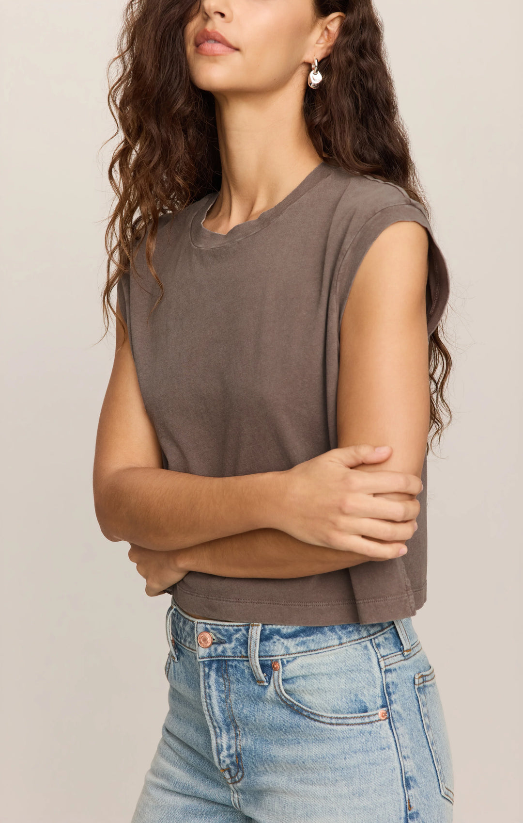 Z-Supply Women's Flex Cropped Muscle Tee - Pebble Coast - Sun Diego Boardshop