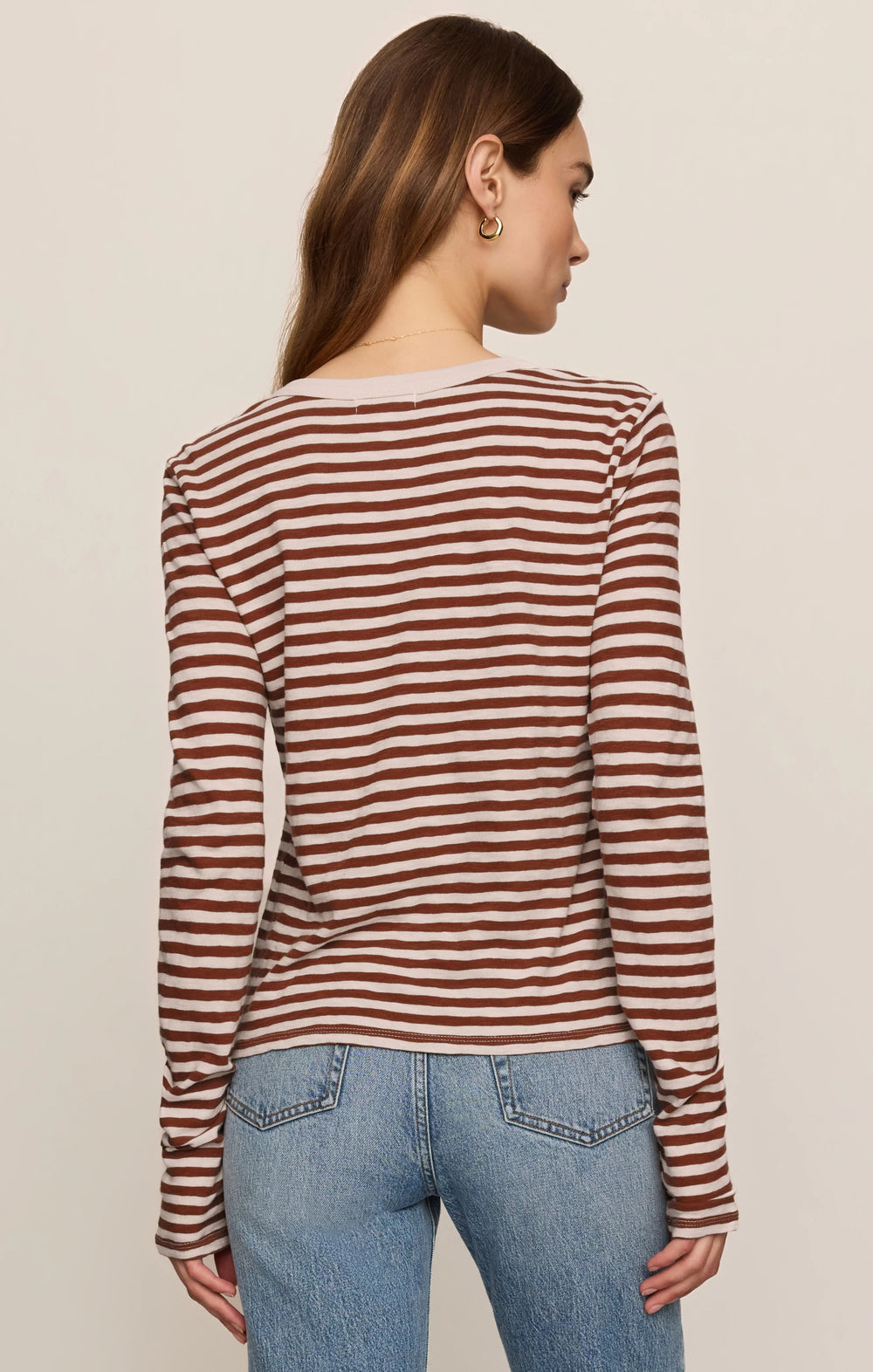 Z-Supply Women's Junie Long Sleeve Stripe Slub Tee - Dark Rosewood - Sun Diego Boardshop