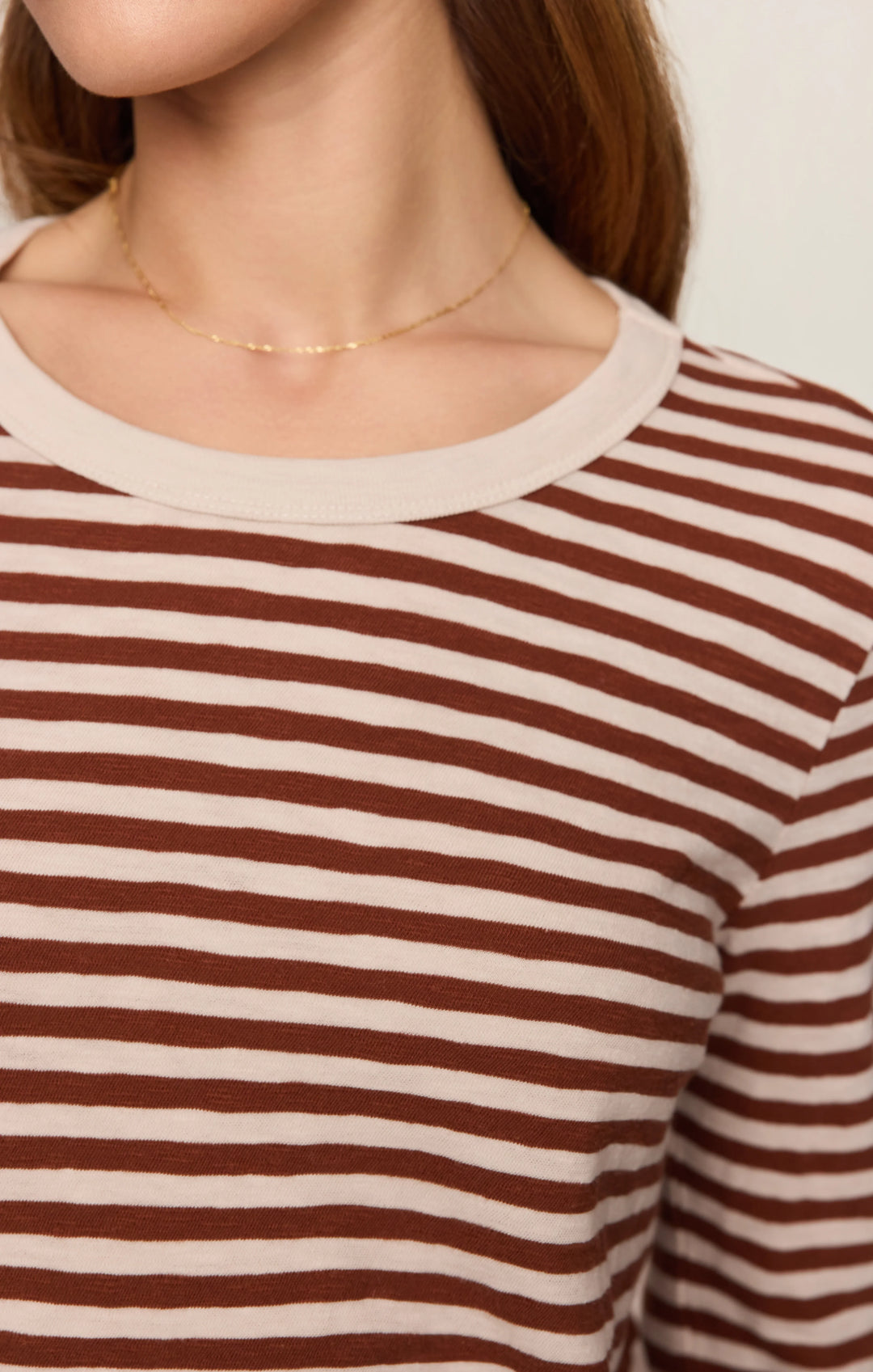 Z-Supply Women's Junie Long Sleeve Stripe Slub Tee - Dark Rosewood - Sun Diego Boardshop