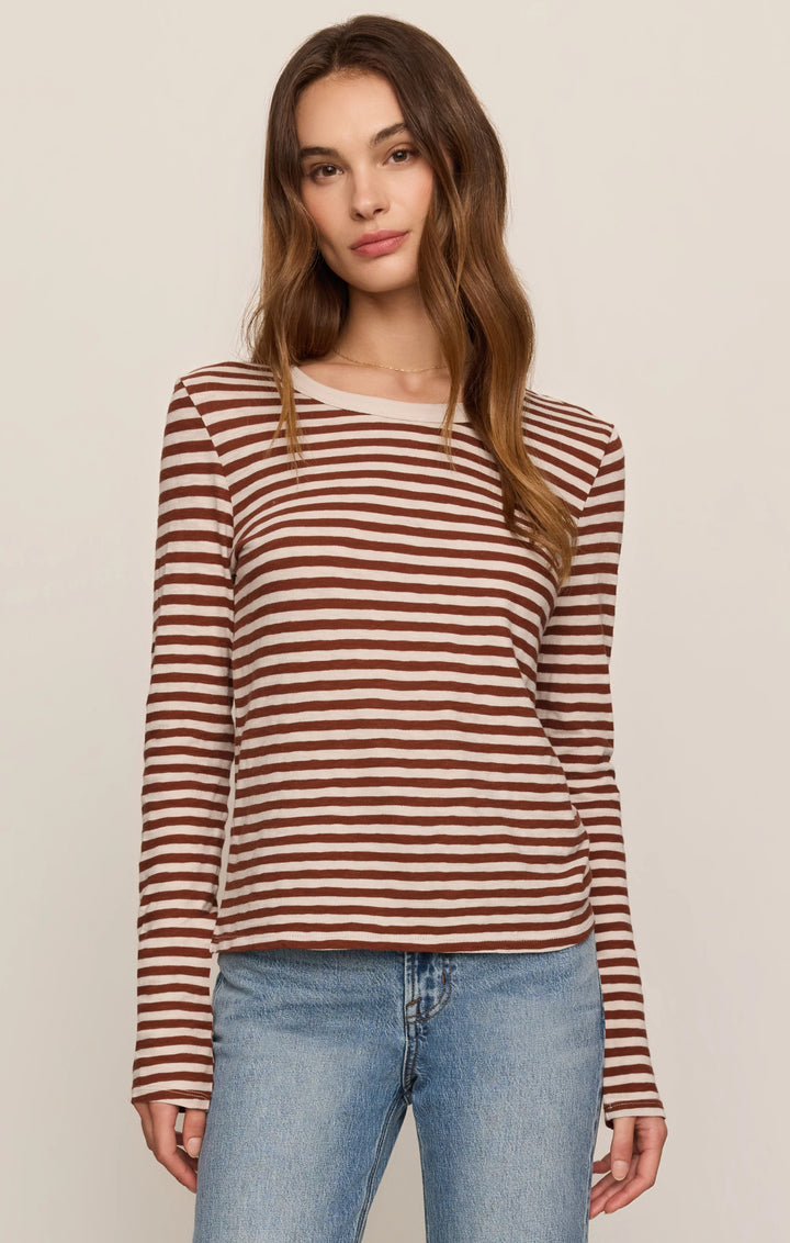 Z-Supply Women's Junie Long Sleeve Stripe Slub Tee - Dark Rosewood - Sun Diego Boardshop
