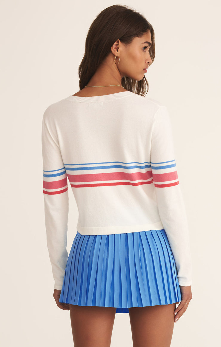 Z-Supply Studio Stripe Cropped Cardigan - White - Sun Diego Boardshop