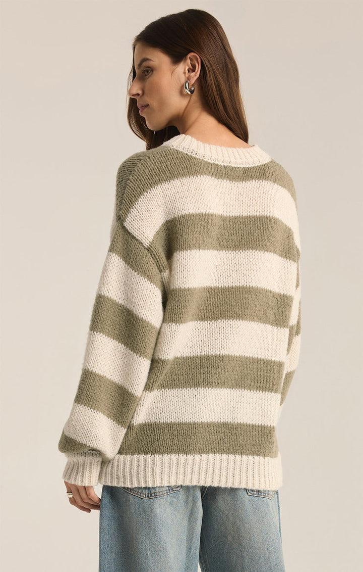 Z-Supply Anders Stripe Crew Neck Sweater - WILLOW - Sun Diego Boardshop