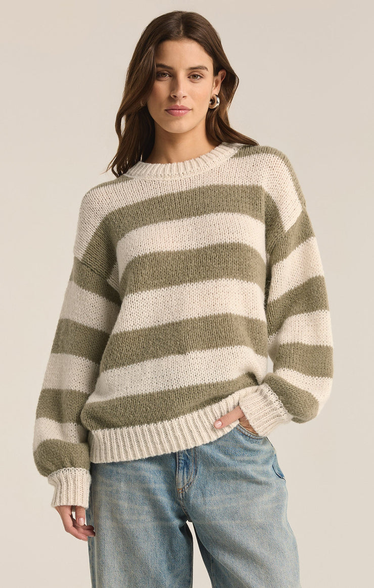 Z-Supply Anders Stripe Crew Neck Sweater - WILLOW - Sun Diego Boardshop