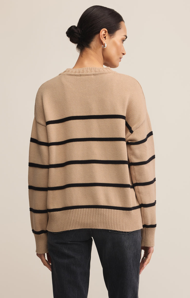 Z-Supply Boyfriend Striped Cotton Sweater - Biscuit - Sun Diego Boardshop