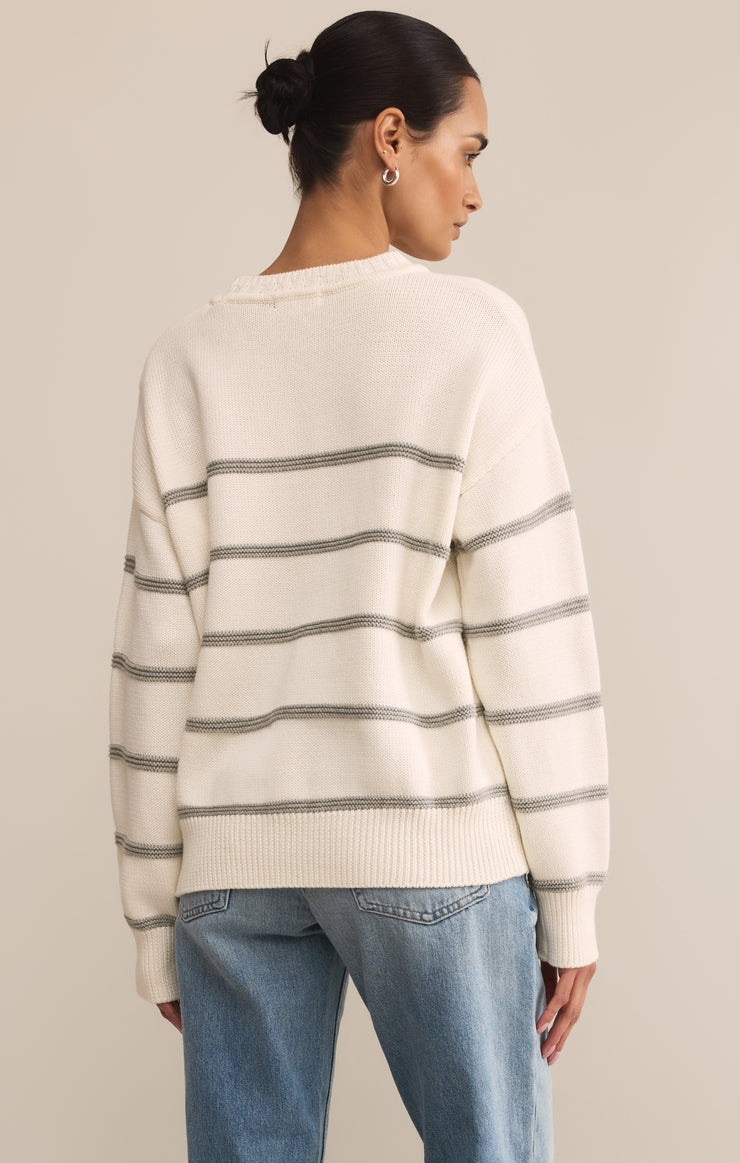 Z-Supply Boyfriend Striped Cotton Sweater - White - Sun Diego Boardshop