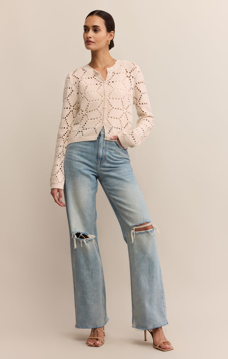 Z-Supply Rosalyn Diamond Sweater Cardigan - Crystal - Sun Diego Boardshop