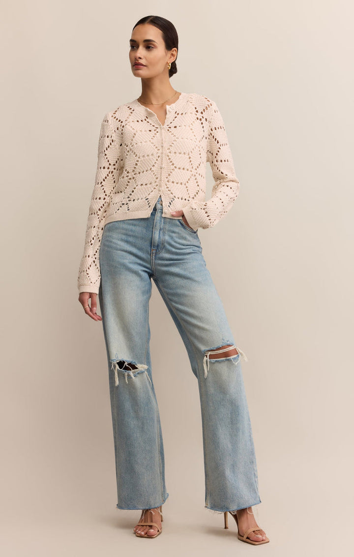 Z-Supply Rosalyn Diamond Sweater Cardigan - Crystal - Sun Diego Boardshop