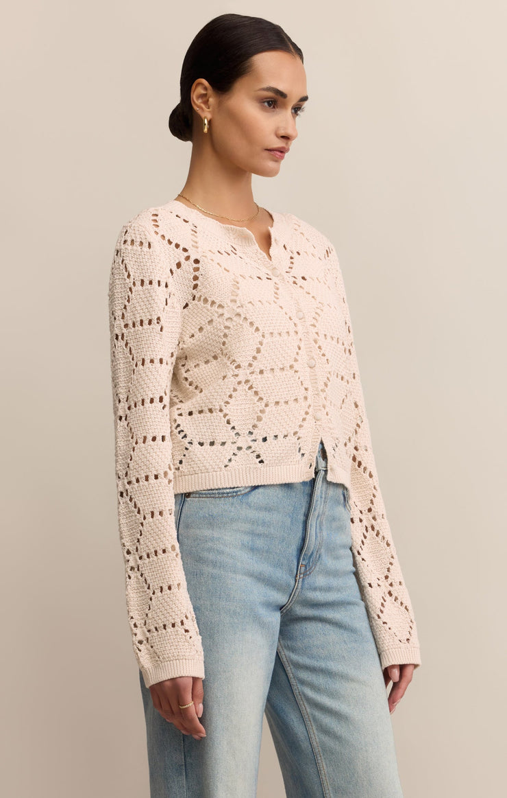 Z-Supply Rosalyn Diamond Sweater Cardigan - Crystal - Sun Diego Boardshop