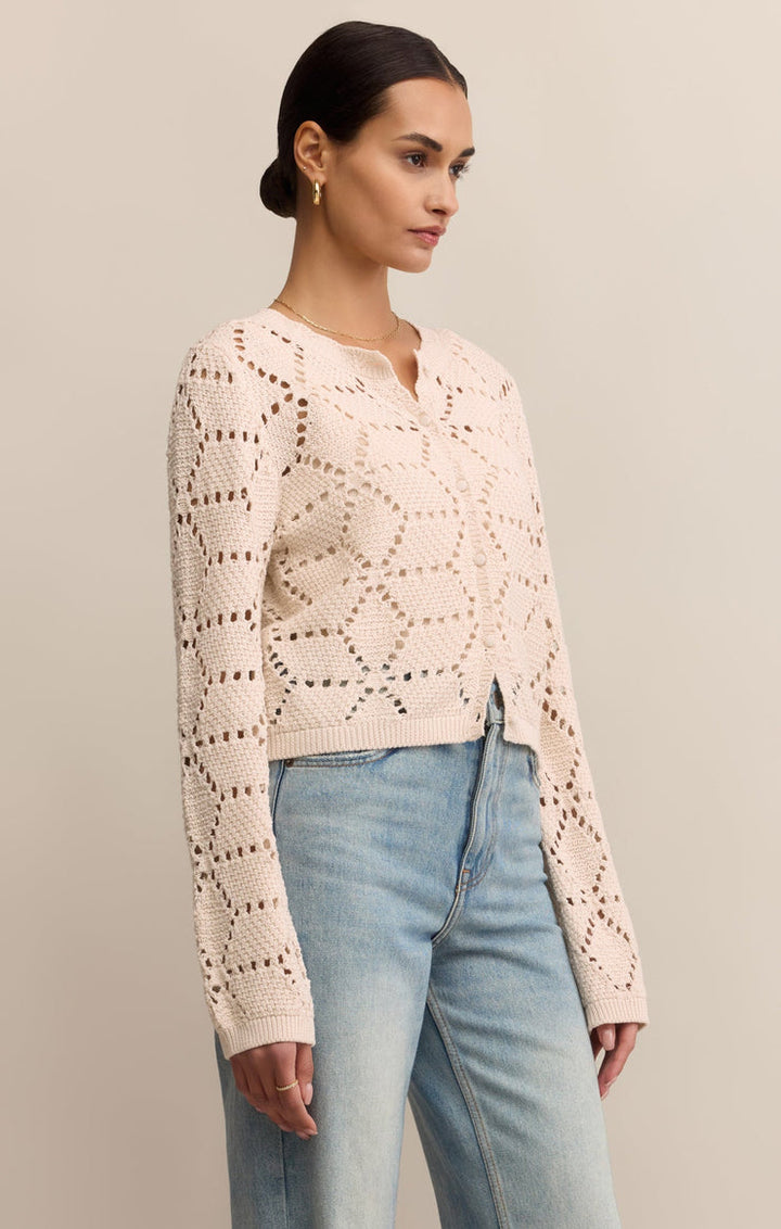 Z-Supply Rosalyn Diamond Sweater Cardigan - Crystal - Sun Diego Boardshop