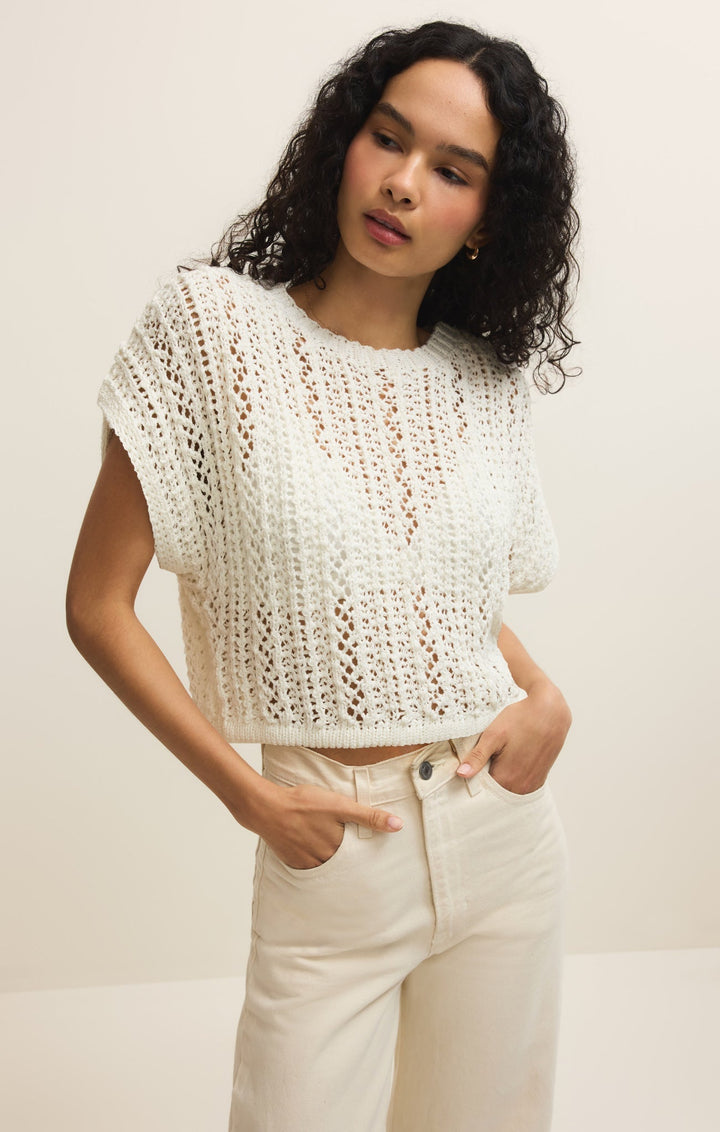 Z-Supply Women's Ballast Crochet Shirt - White - Sun Diego Boardshop