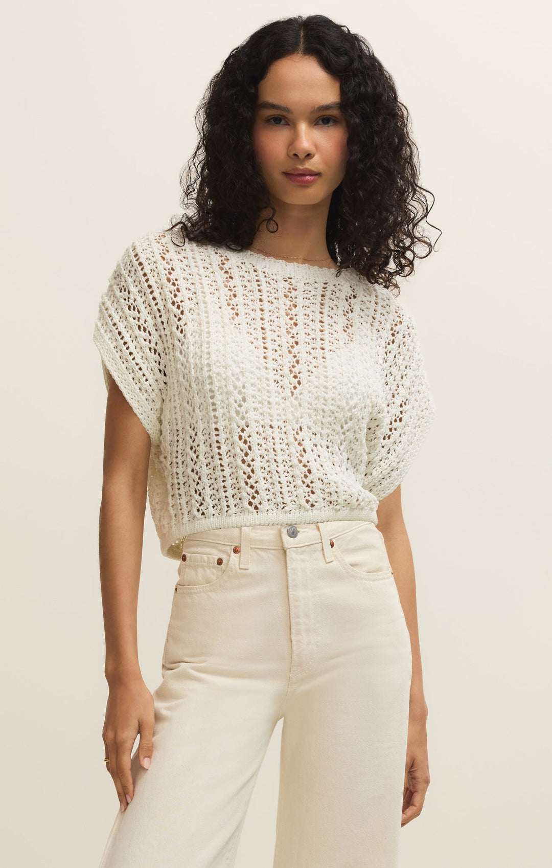 Z-Supply Women's Ballast Crochet Shirt - White - Sun Diego Boardshop