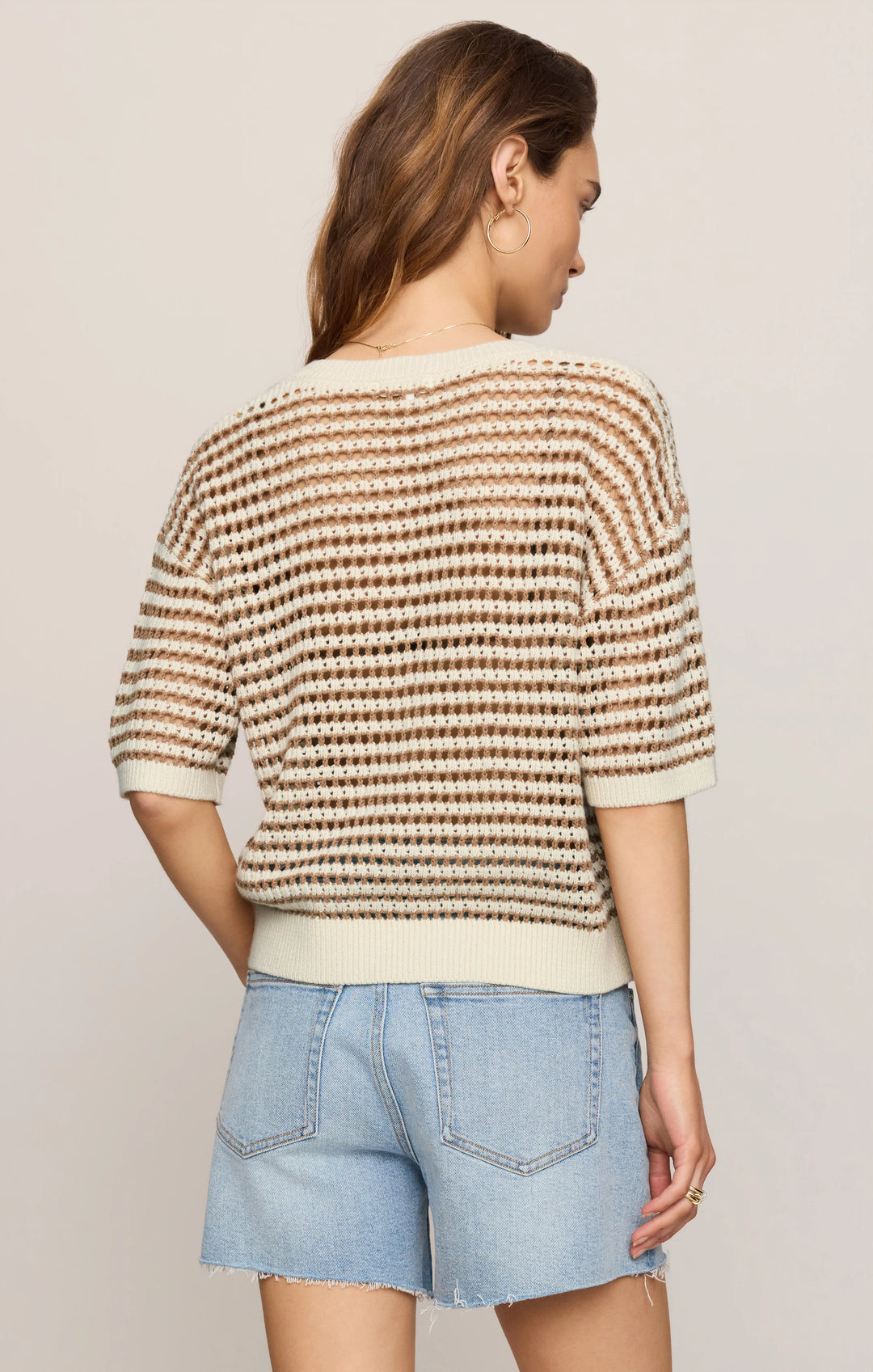 Z Supply Women's Kylo Striped Crochet Sweater - Taro - Sun Diego Boardshop