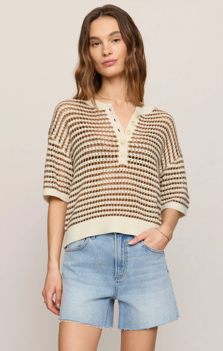 Z Supply Women's Kylo Striped Crochet Sweater - Taro - Sun Diego Boardshop