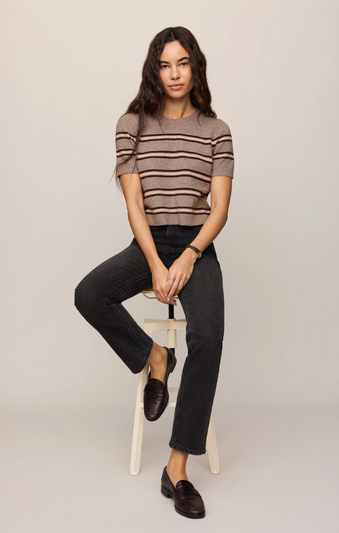 Z-Supply Women's Gatewood Stripe Sweater Tee - Heather Ash - Sun Diego Boardshop
