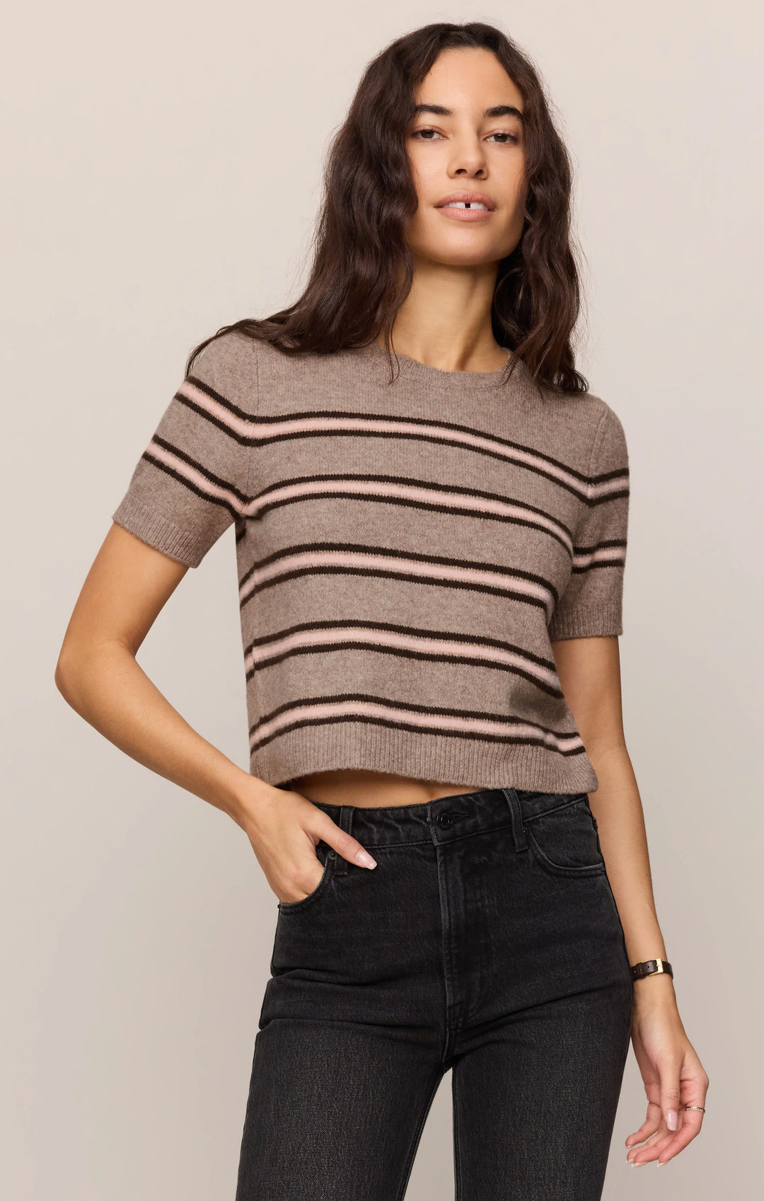 Z-Supply Women's Gatewood Stripe Sweater Tee - Heather Ash - Sun Diego Boardshop