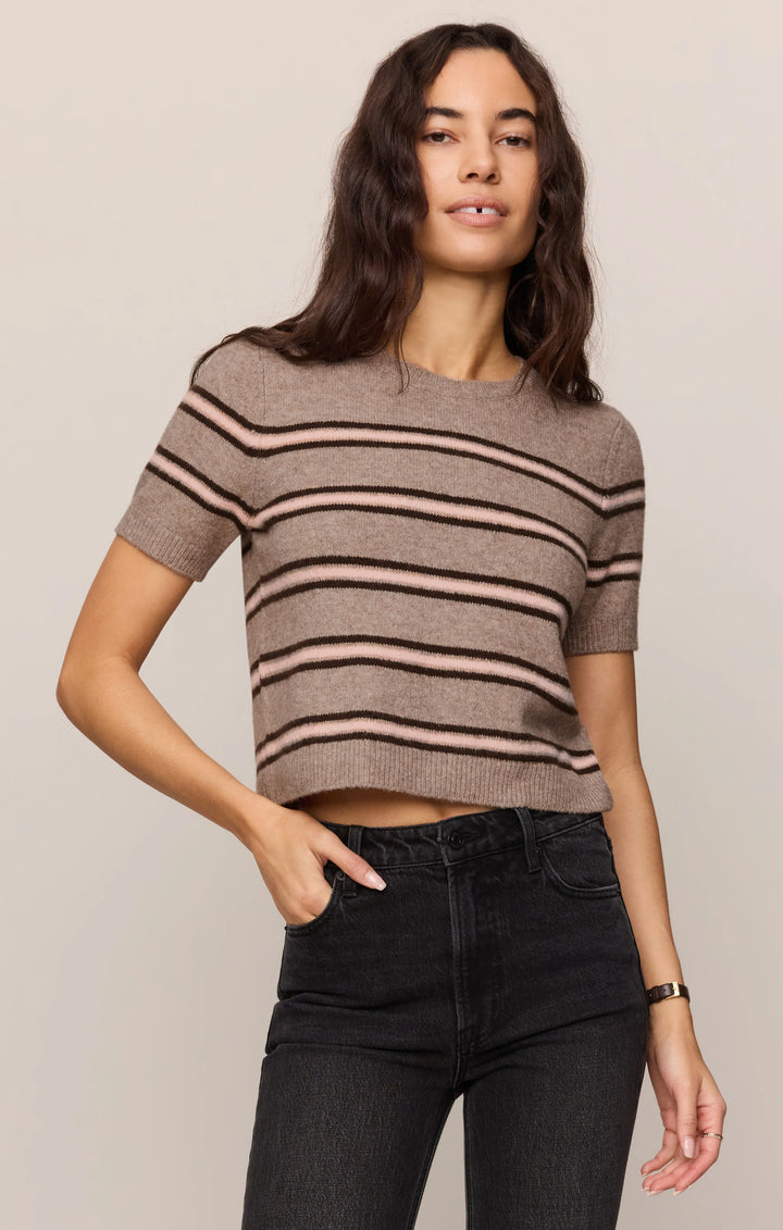 Z-Supply Women's Gatewood Stripe Sweater Tee - Heather Ash - Sun Diego Boardshop