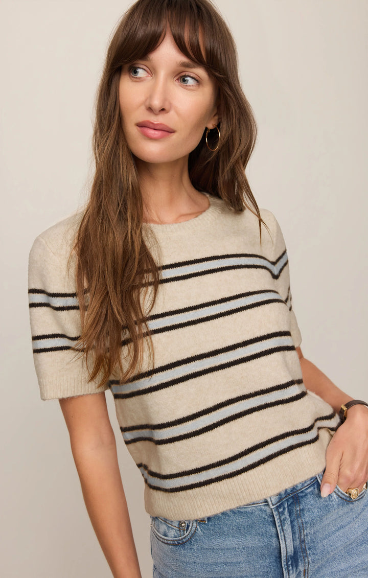 Z-Supply Women's Gatewood Stripe Sweater Tee - Light Oatmeal Heather - Sun Diego Boardshop