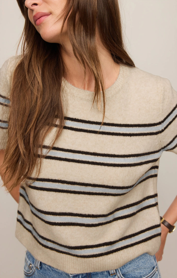 Z-Supply Women's Gatewood Stripe Sweater Tee - Light Oatmeal Heather - Sun Diego Boardshop