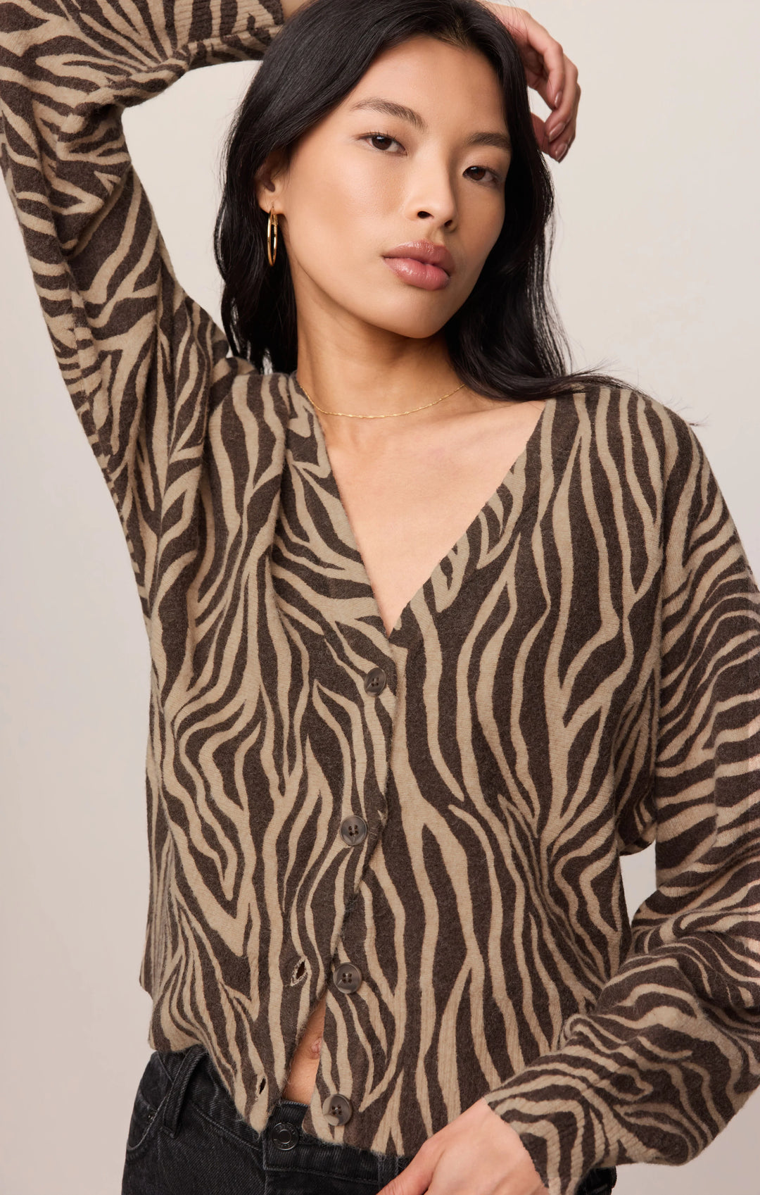 Z-Supply Women's All The Wild Zebra Cardigan - Dark Chocolate - Sun Diego Boardshop