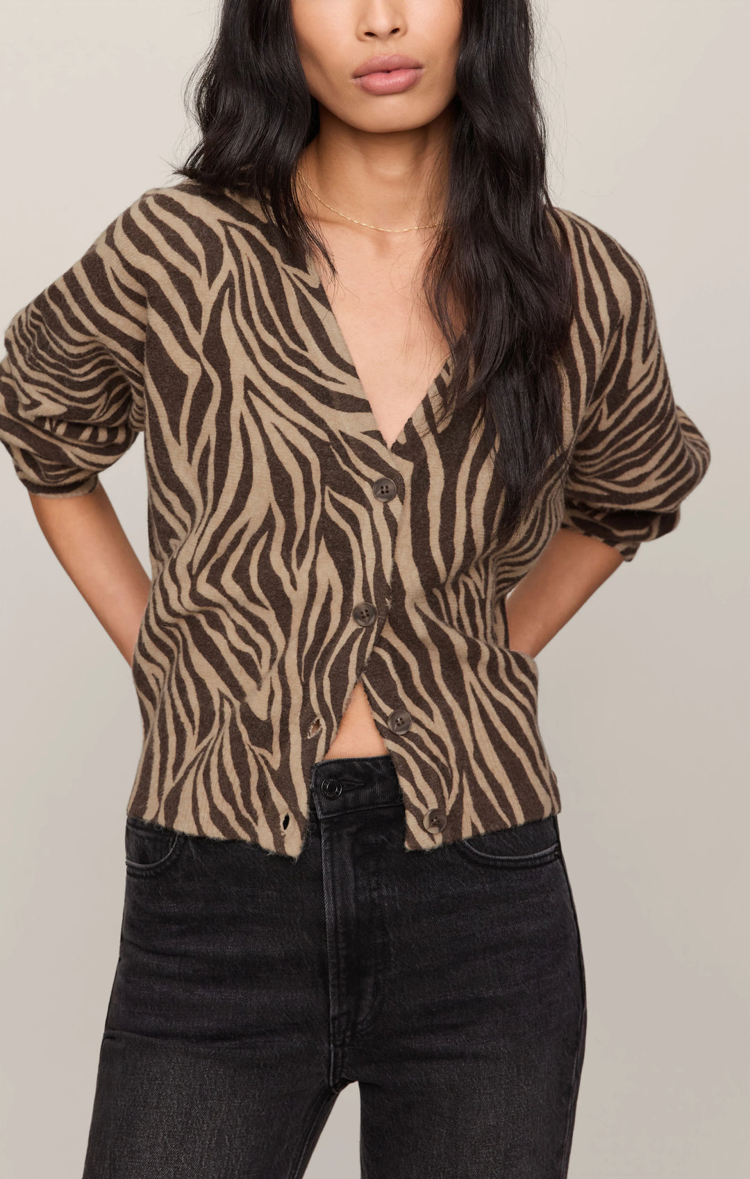 Z-Supply Women's All The Wild Zebra Cardigan - Dark Chocolate - Sun Diego Boardshop