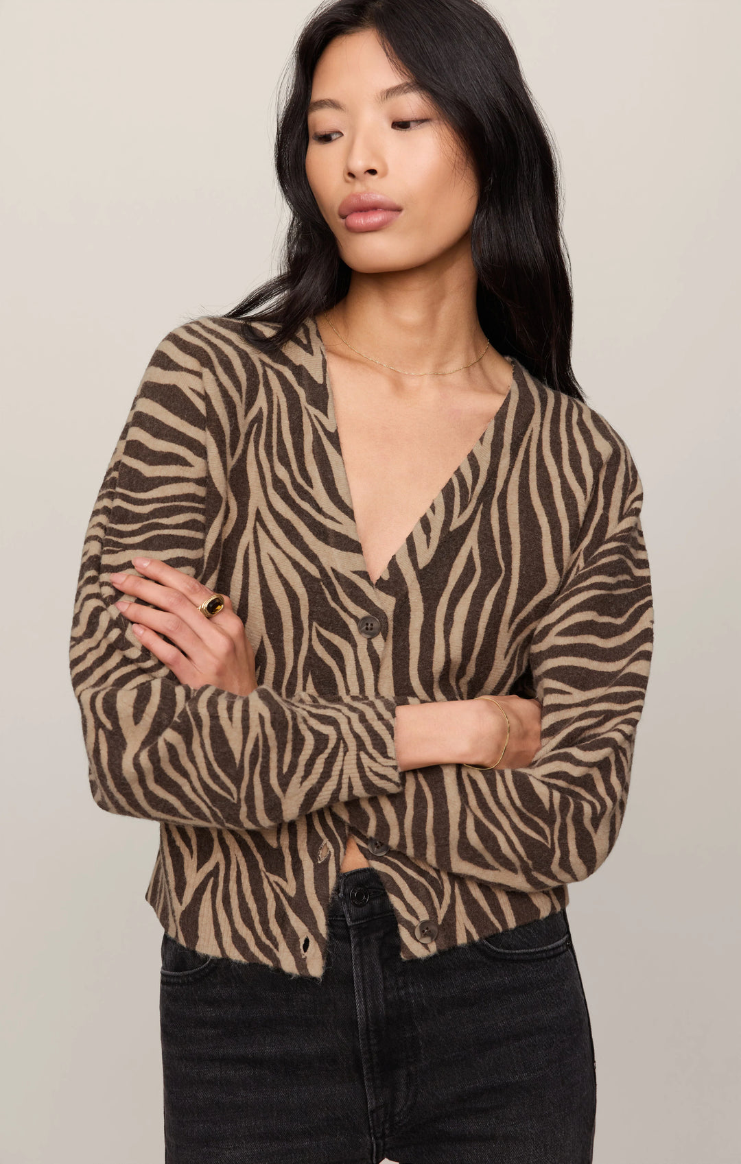 Z-Supply Women's All The Wild Zebra Cardigan - Dark Chocolate - Sun Diego Boardshop