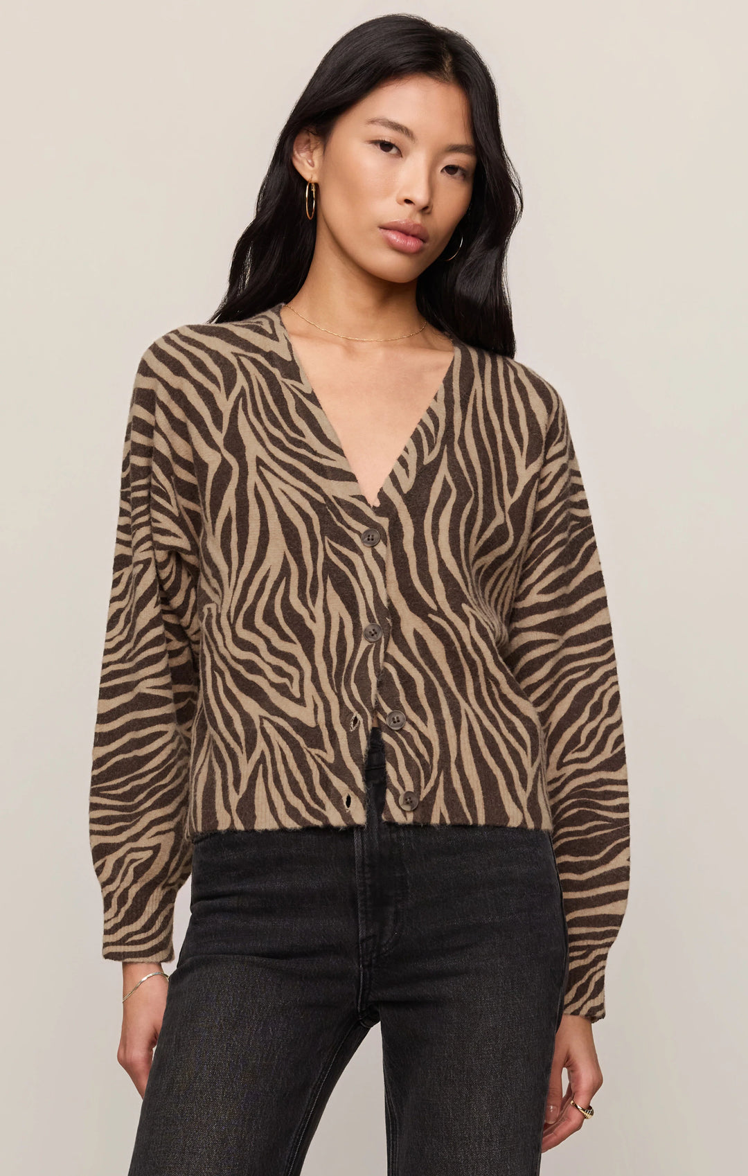 Z-Supply Women's All The Wild Zebra Cardigan - Dark Chocolate - Sun Diego Boardshop