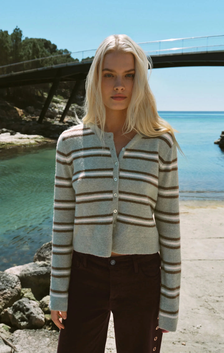 Z-Supply Women's Medina Cozy Stripe Cardigan - Aqua Cloud - Sun Diego Boardshop