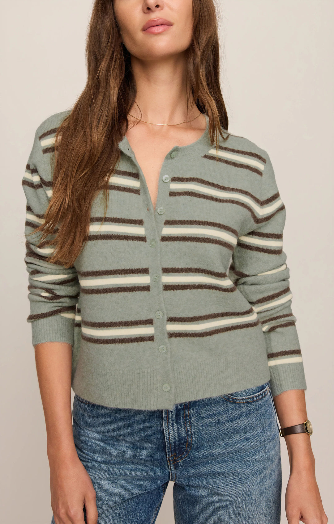 Z-Supply Women's Medina Cozy Stripe Cardigan - Aqua Cloud - Sun Diego Boardshop