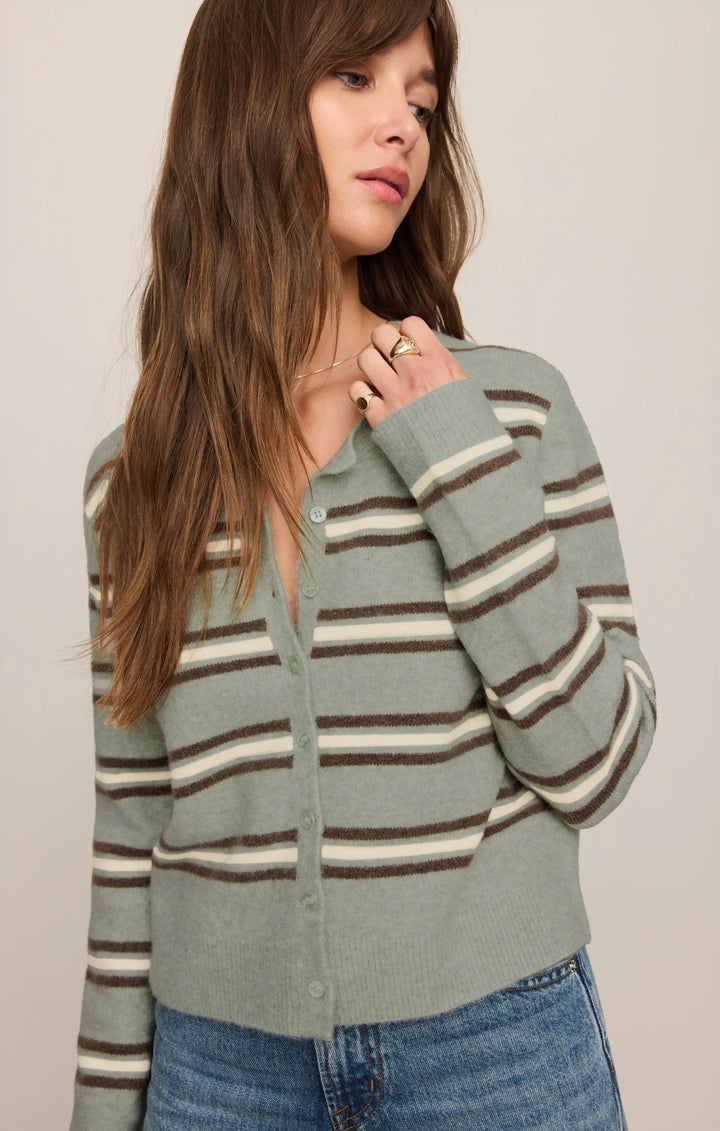 Z-Supply Women's Medina Cozy Stripe Cardigan - Aqua Cloud - Sun Diego Boardshop