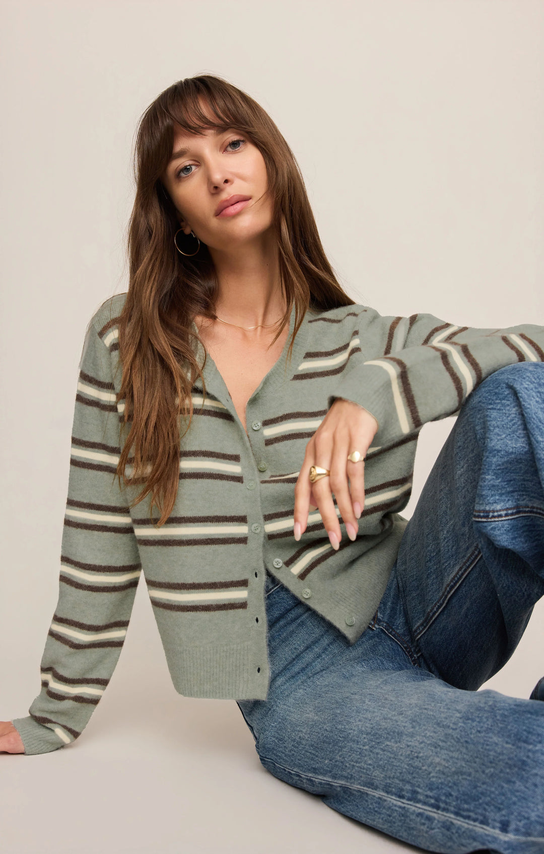 Z-Supply Women's Medina Cozy Stripe Cardigan - Aqua Cloud - Sun Diego Boardshop