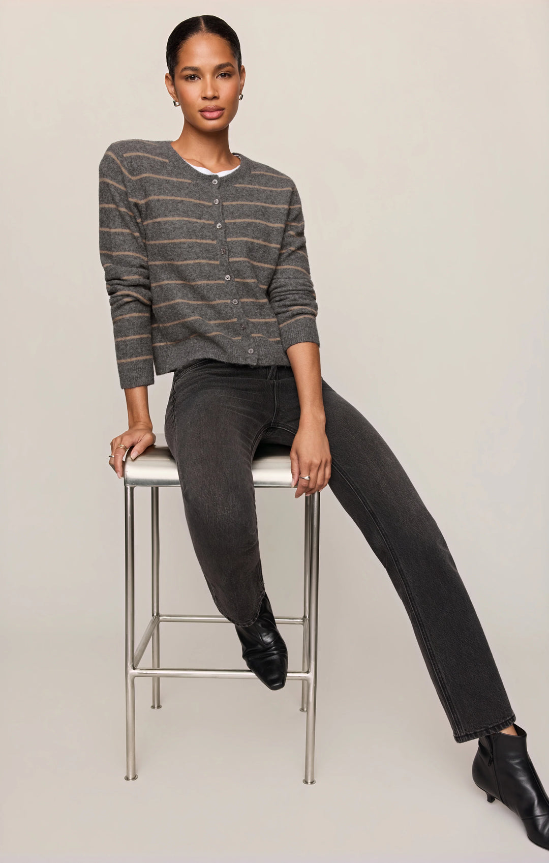 Z-Supply Women's Medina Cozy Stripe Cardigan - Charcoal Heather - Sun Diego Boardshop