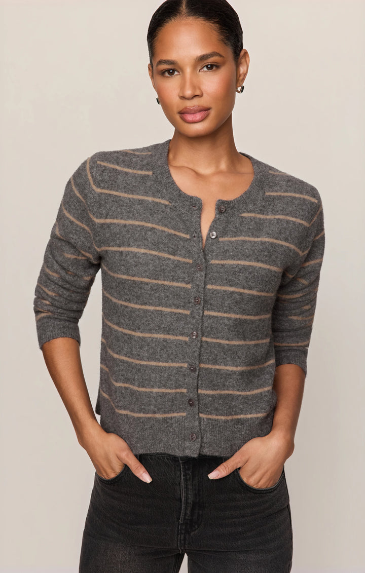 Z-Supply Women's Medina Cozy Stripe Cardigan - Charcoal Heather - Sun Diego Boardshop