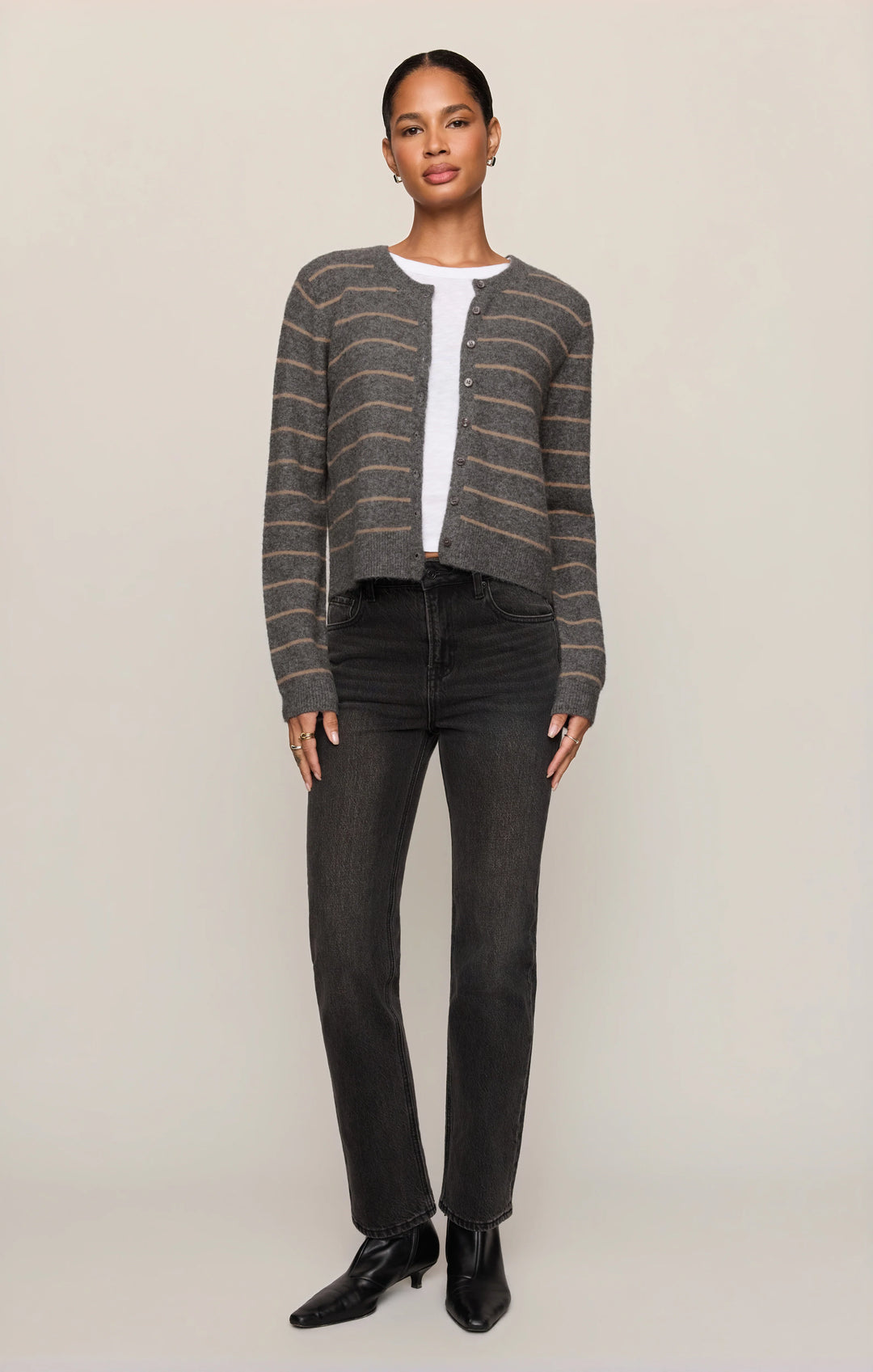 Z-Supply Women's Medina Cozy Stripe Cardigan - Charcoal Heather - Sun Diego Boardshop