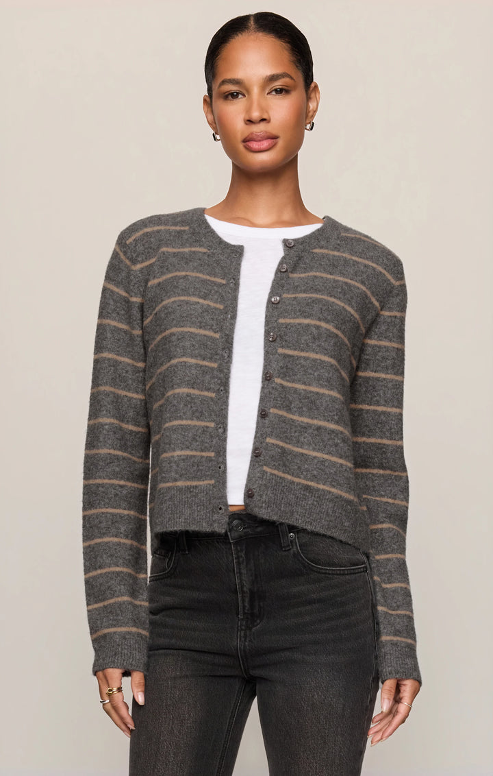Z-Supply Women's Medina Cozy Stripe Cardigan - Charcoal Heather - Sun Diego Boardshop