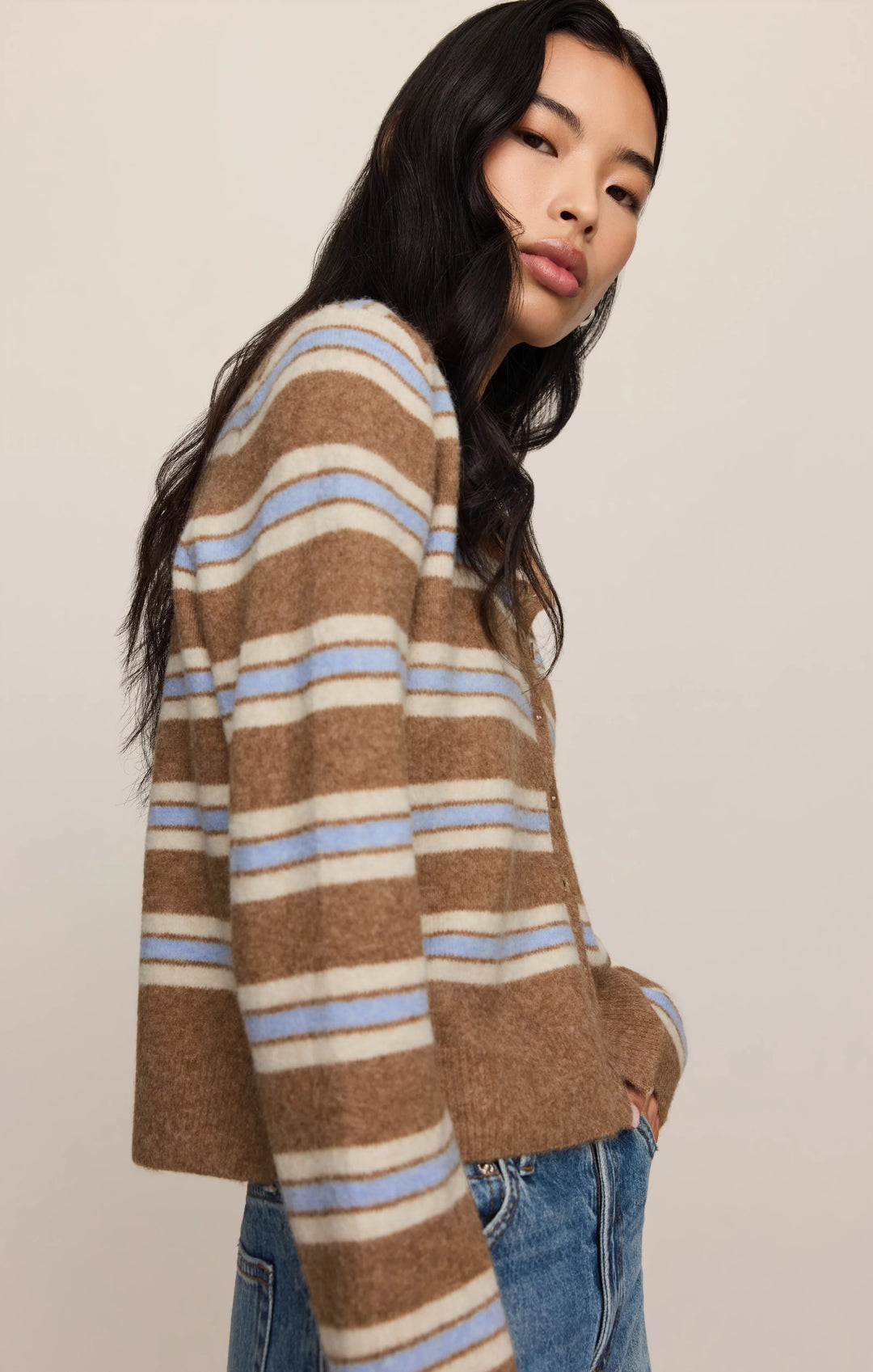 Z-Supply Women's Medina Cozy Stripe Cardigan - Golden Caramel - Sun Diego Boardshop