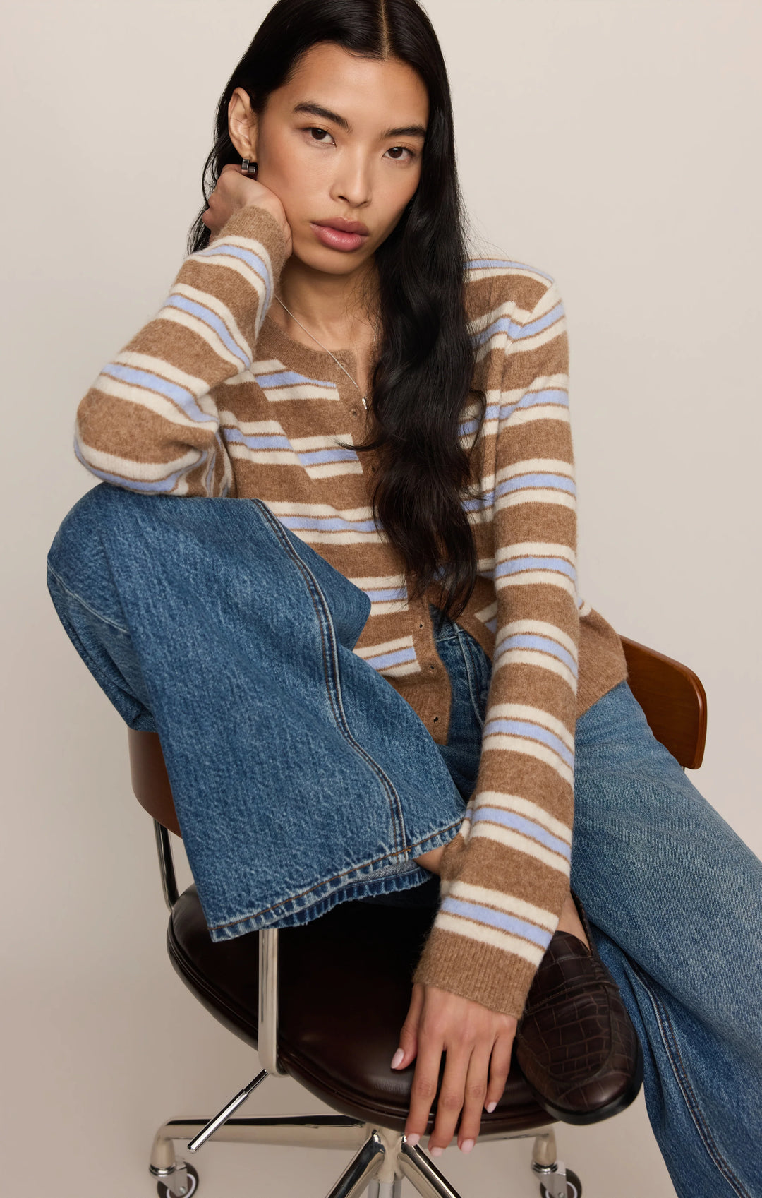 Z-Supply Women's Medina Cozy Stripe Cardigan - Golden Caramel - Sun Diego Boardshop