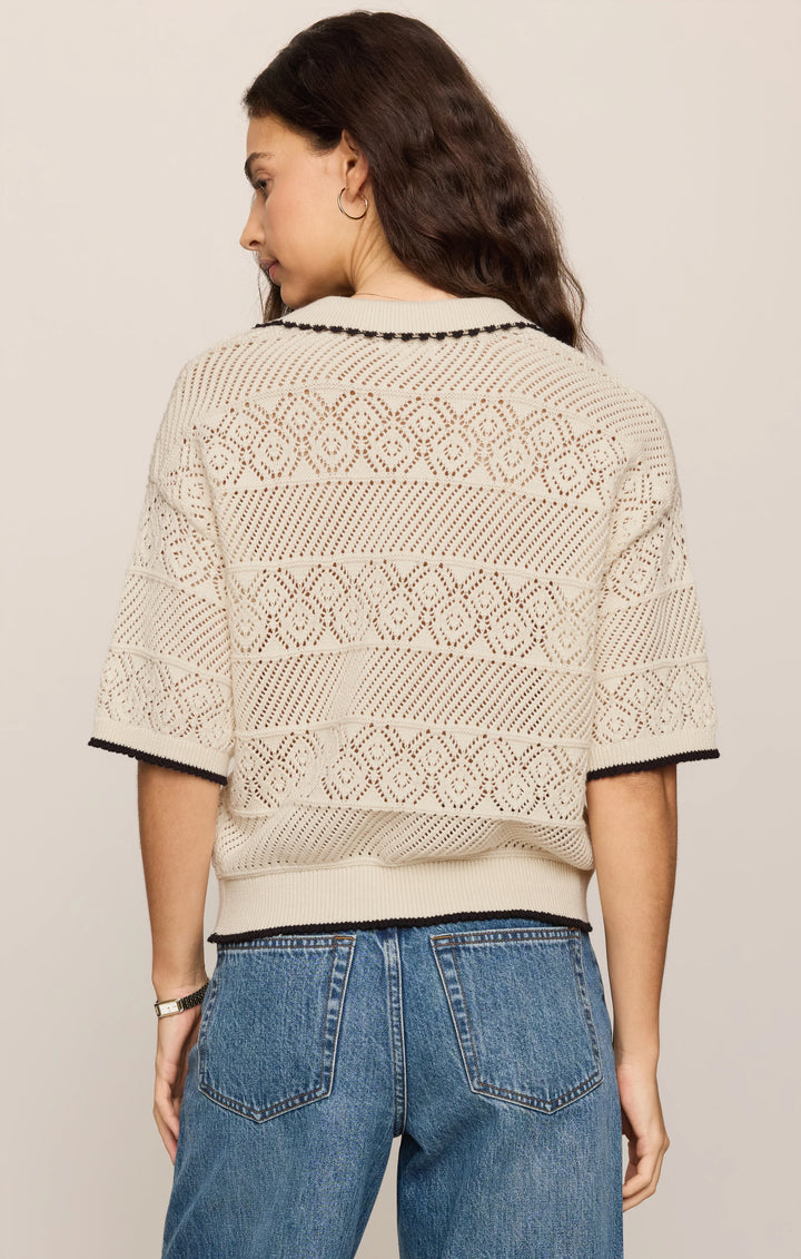 Z-Supply Women's Denman Crochet Polo Sweater - Sandstone