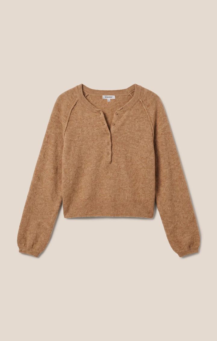 Z-Supply Women's Westmont Henley Sweater - Golden Caramel - Sun Diego Boardshop