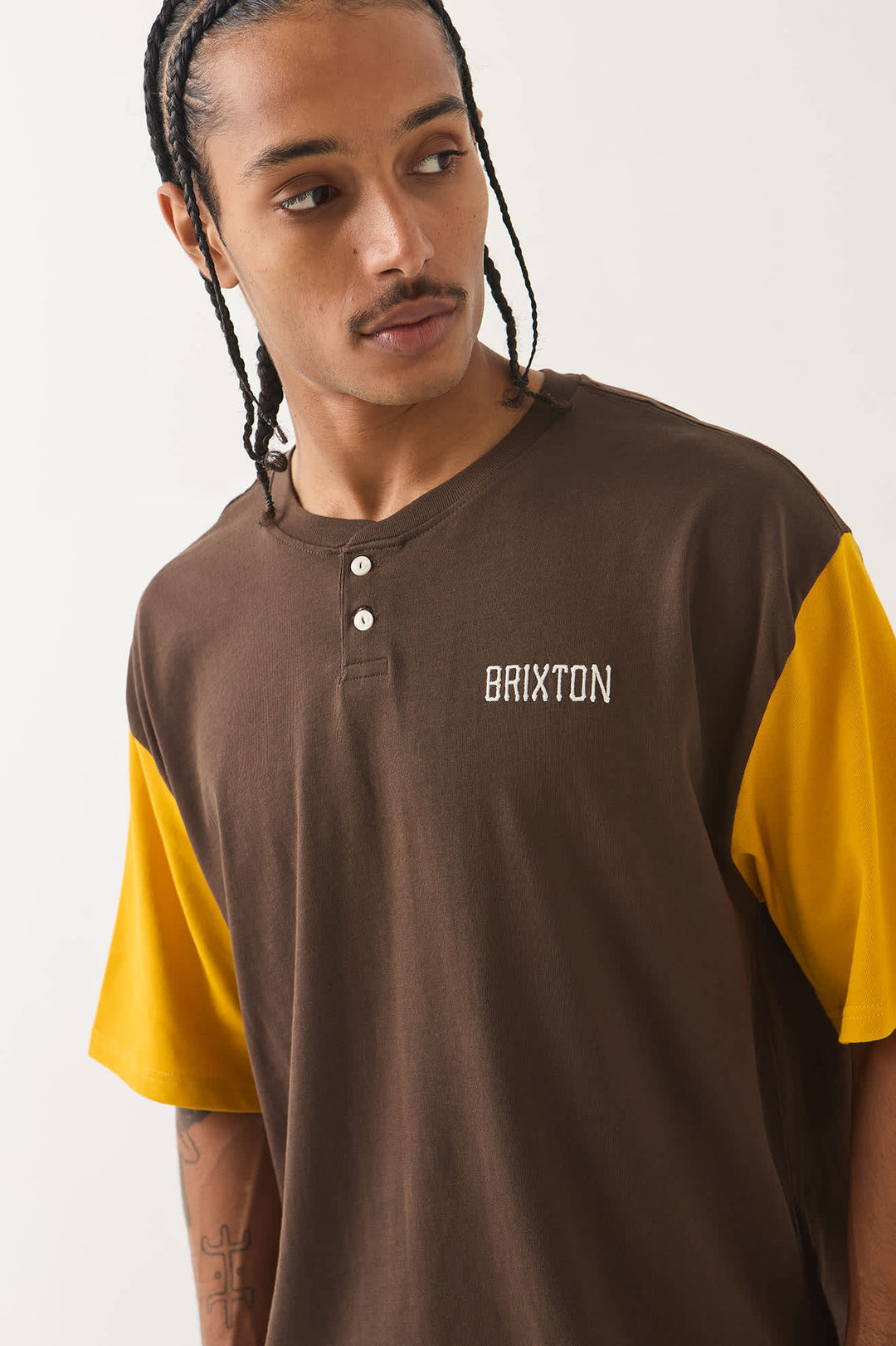 Brixton Men's Boxy Baseball T-Shirt - Walnut Brown/Golden Hour - Sun Diego Boardshop