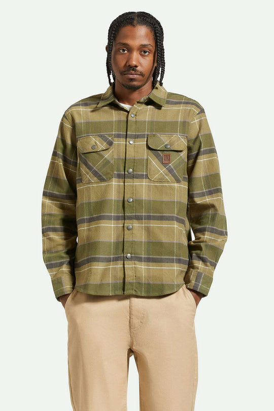 Brixton Builders Bowery Stretch Water Resistant L/S Flannel - DILL OLIVE SURPLUS WASHED BLACK - Sun Diego Boardshop