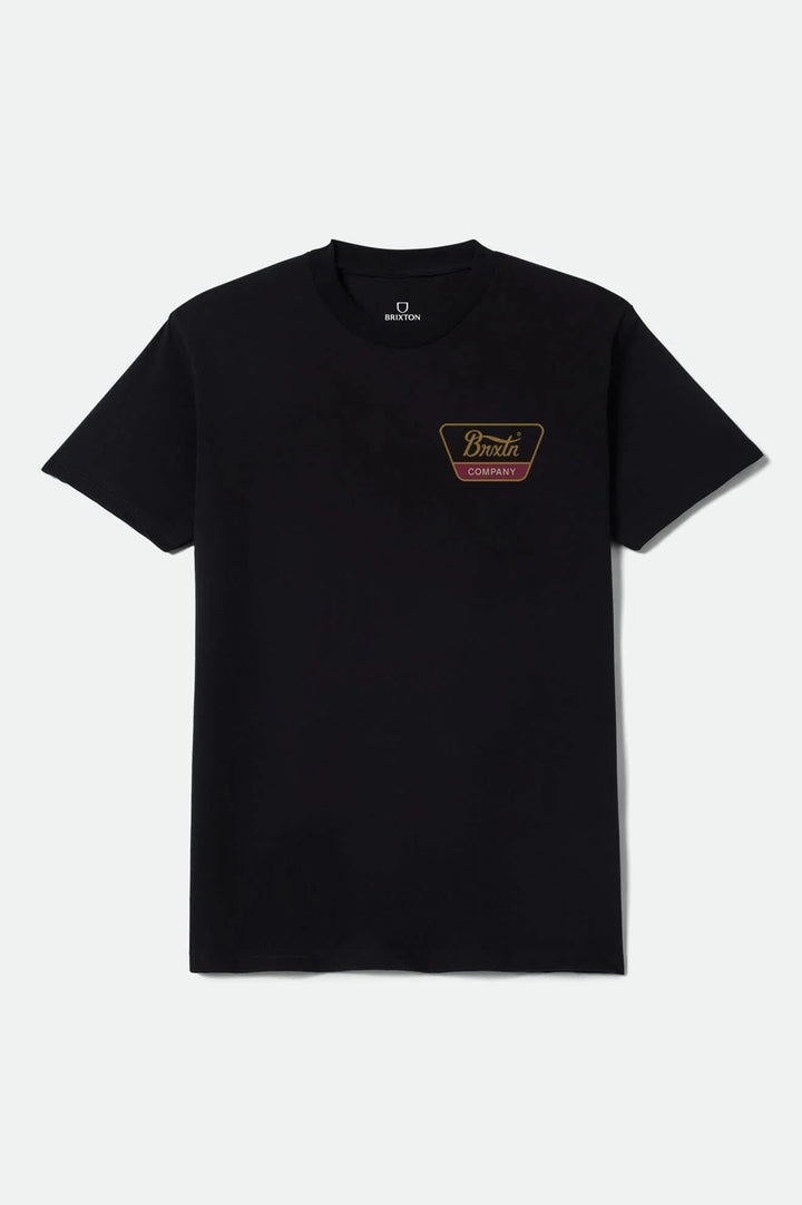 Brixton Men's Linwood Standard T-Shirt - Black/Metal Bronze/Red Mahogany - Sun Diego Boardshop