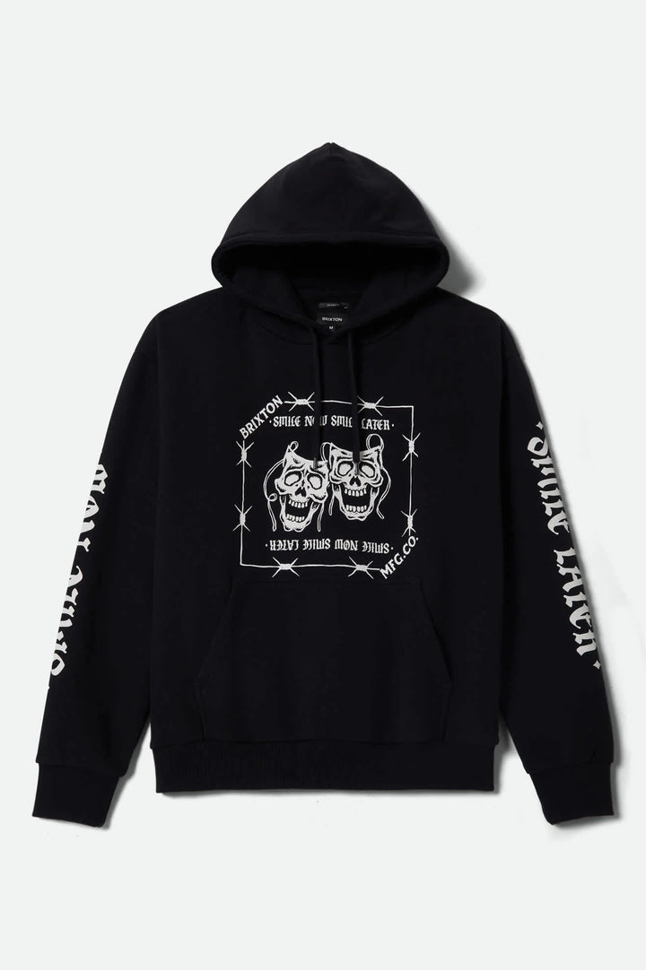 Brixton Smile Always Relaxed Hoodie - Black Worn Wash - Sun Diego Boardshop