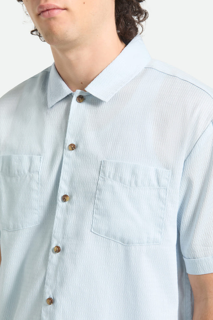 Brixton Men's The Vintage Short Sleeve Shirt - Blue Aura - Sun Diego Boardshop