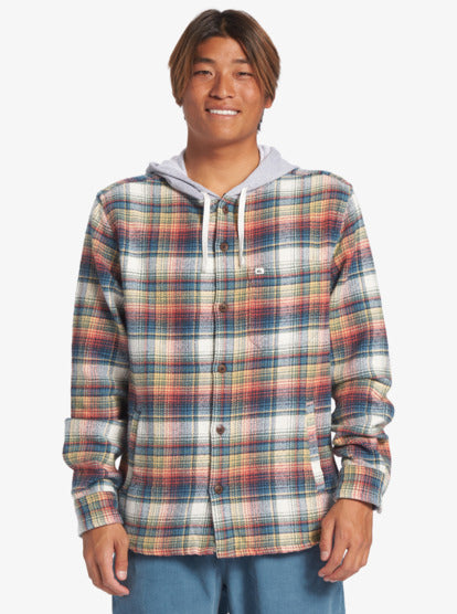 Quiksilver Briggs Hooded Flannel Long Sleeve Top - Mineral Red - Sun Diego Boardshop
