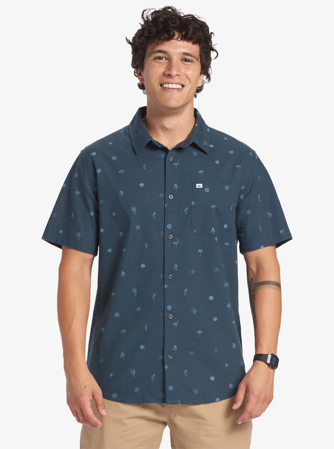 Quiksilver Pacific Stripe Short Sleeve Woven Shirt - Berring Sea - Sun Diego Boardshop